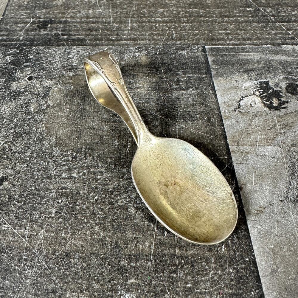1881‎ Rogers Oneida Ltd Antique Silver Plate Looped Baby Spoon Circa 1920